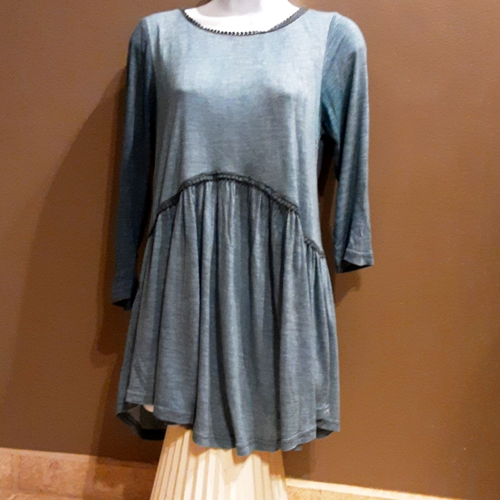Staccato denim blue tunic with darker blue details